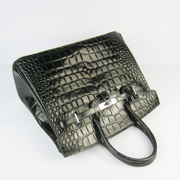 High Quality Fake Hermes Birkin 35CM Max Crocodile Veins Leather Bag Black 6089 - Click Image to Close